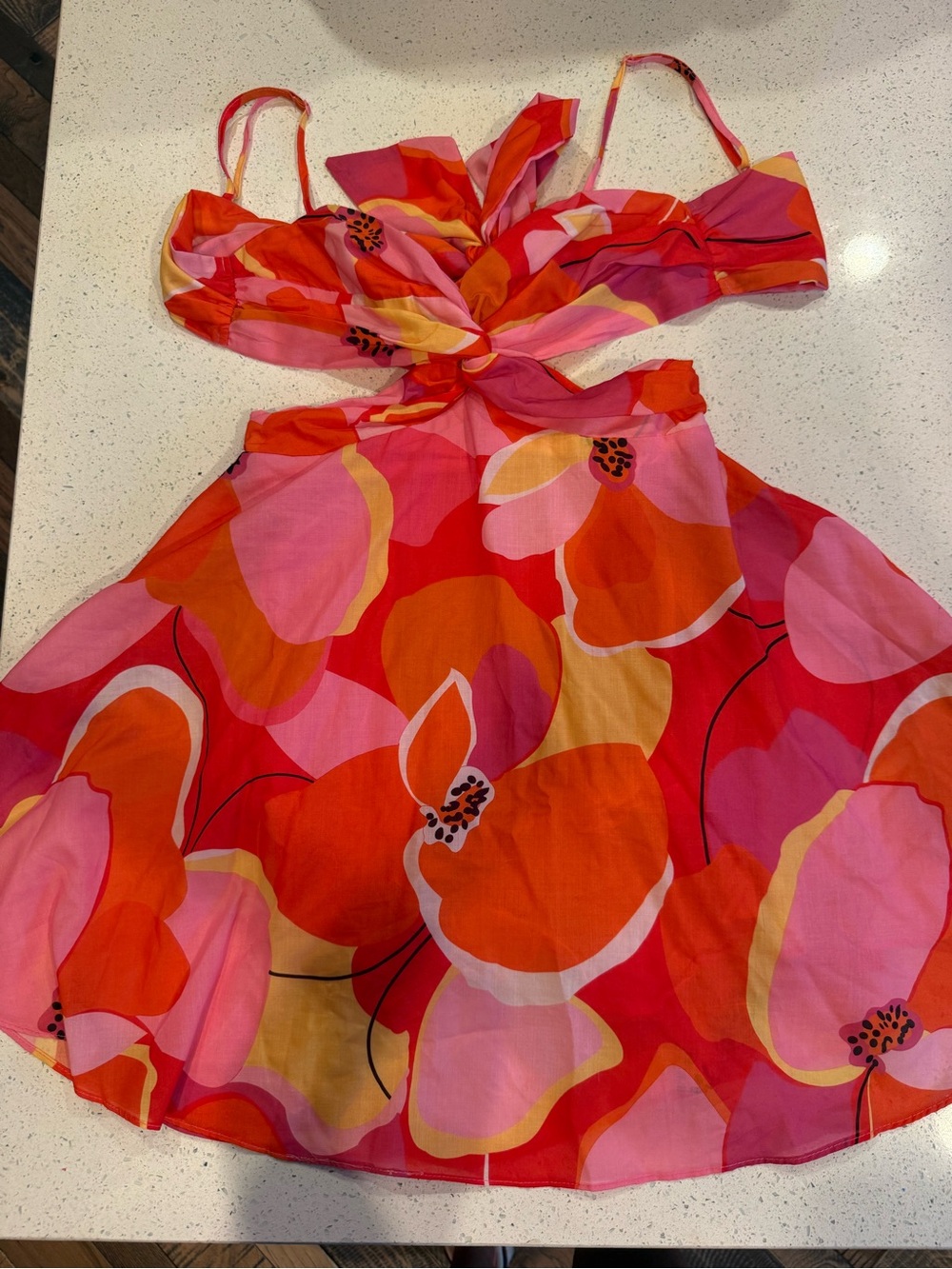 WORN ONCE. Hello Molly Peach & Orange Floral Cutout Sundress